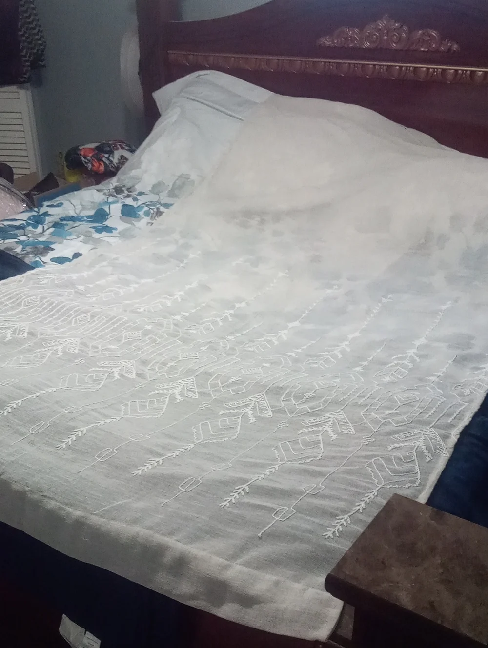 * Embroidered Taupe Sheer Curtain Panel Pair NWT $145.98 Egypt Sherrod